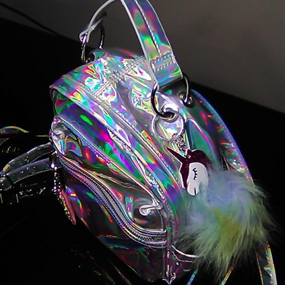 Women's Girls Metallic backpack purse - Picture 3 of 10